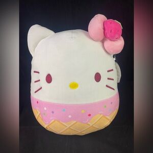 Squishmallows Plush Sanrio 13” Hello Kitty Strawberry Ice Cream Waffle